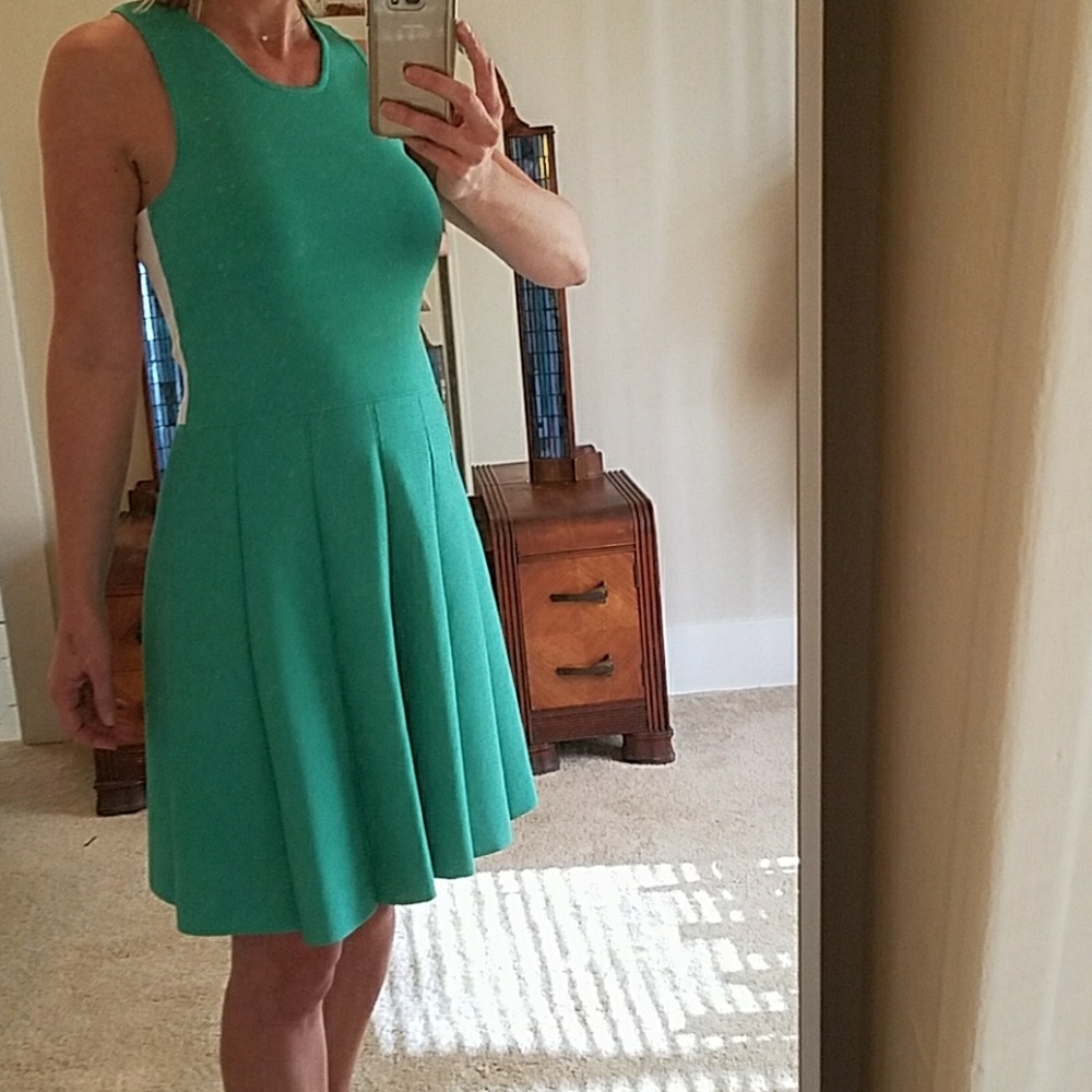 Color Block Fit and Flare Dress w/ Exposed Zipper